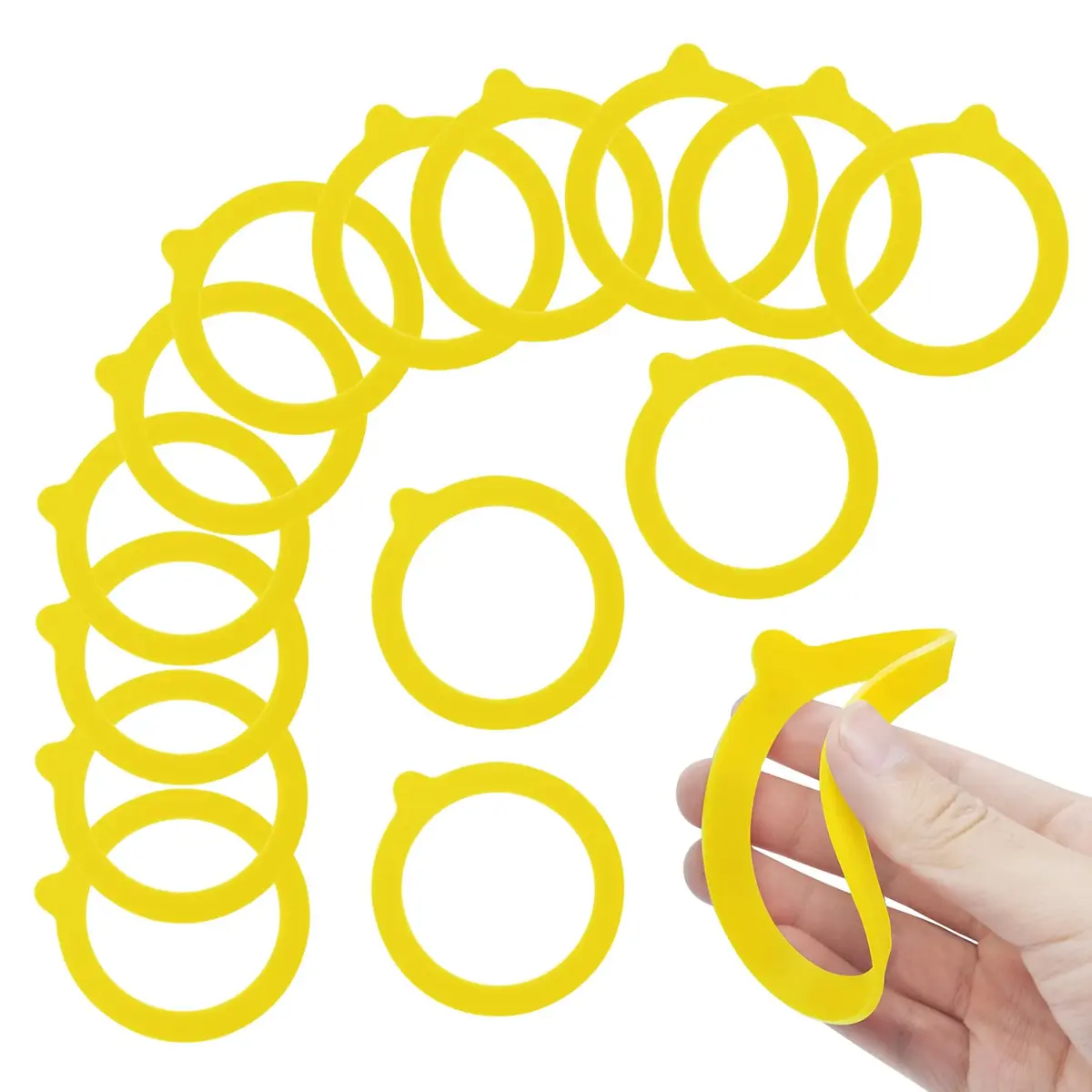 FCENDS Yellow Silicone Replacement Gasket for Jars, 12-Pack | Airtight & Leakproof for Regular Mouth Mason Jars - main product image