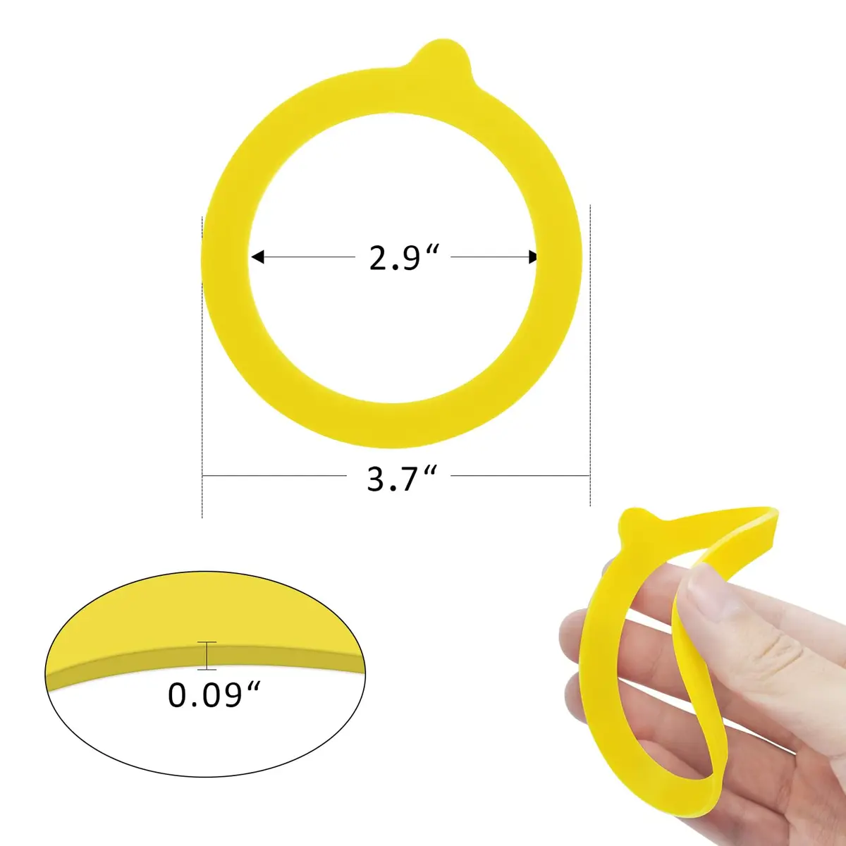 FCENDS Yellow Silicone Replacement Gasket for Jars, 12-Pack | Airtight & Leakproof for Regular Mouth Mason Jars - view 2