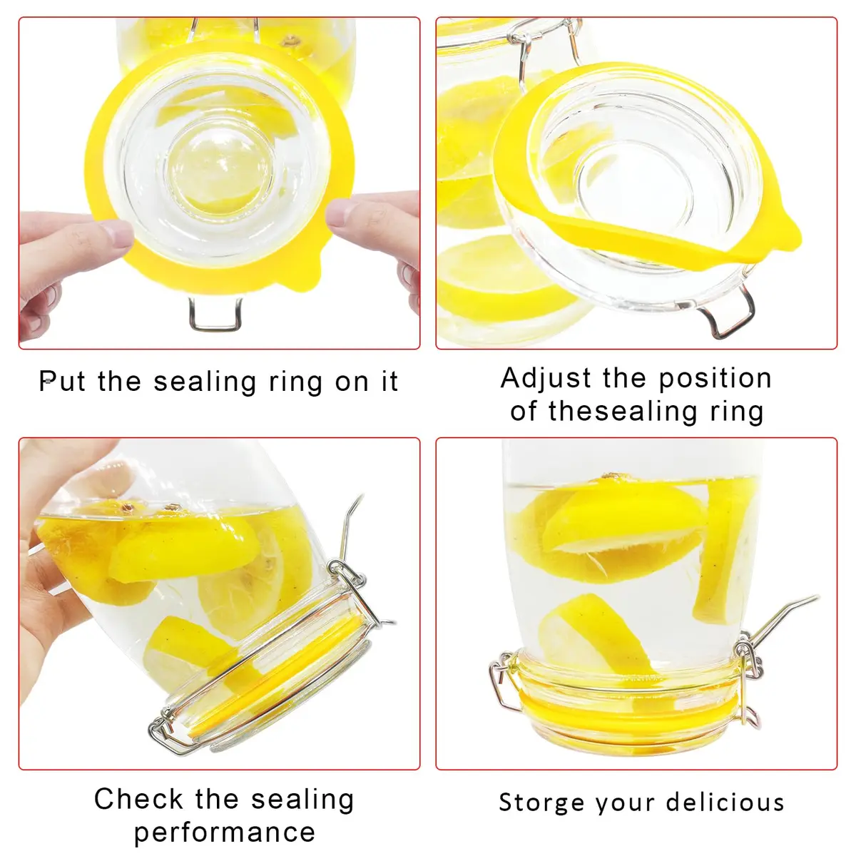 FCENDS Yellow Silicone Replacement Gasket for Jars, 12-Pack | Airtight & Leakproof for Regular Mouth Mason Jars - view 4