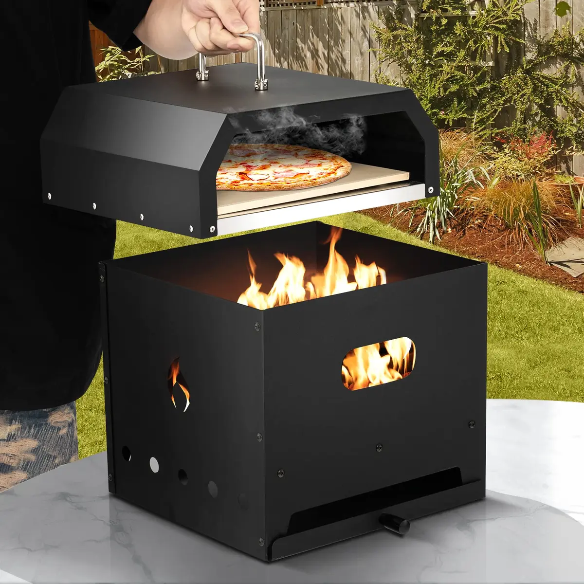 ORALNER Outdoor 4-in-1 Pizza Oven & Grill Combo | Wood Fired, Portable, Backyard - view 2