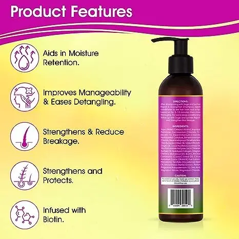 Blaq Luxury Sage and Lychee Repair & Strength Conditioner – Nourishing Biotin & Nettle Formula for Strong, Healthy Hair (12oz) - view 7