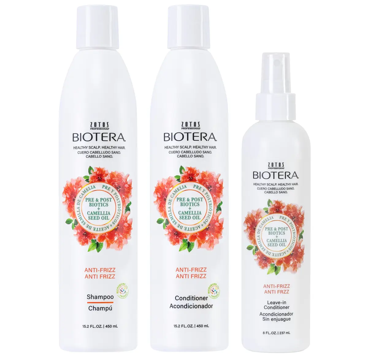 Biotera Anti Frizz Intense Smoothing Shampoo & Conditioner & Leave-In | Microbiome Friendly, Vegan & Cruelty-Free, 15.2 Fl Oz - main product image