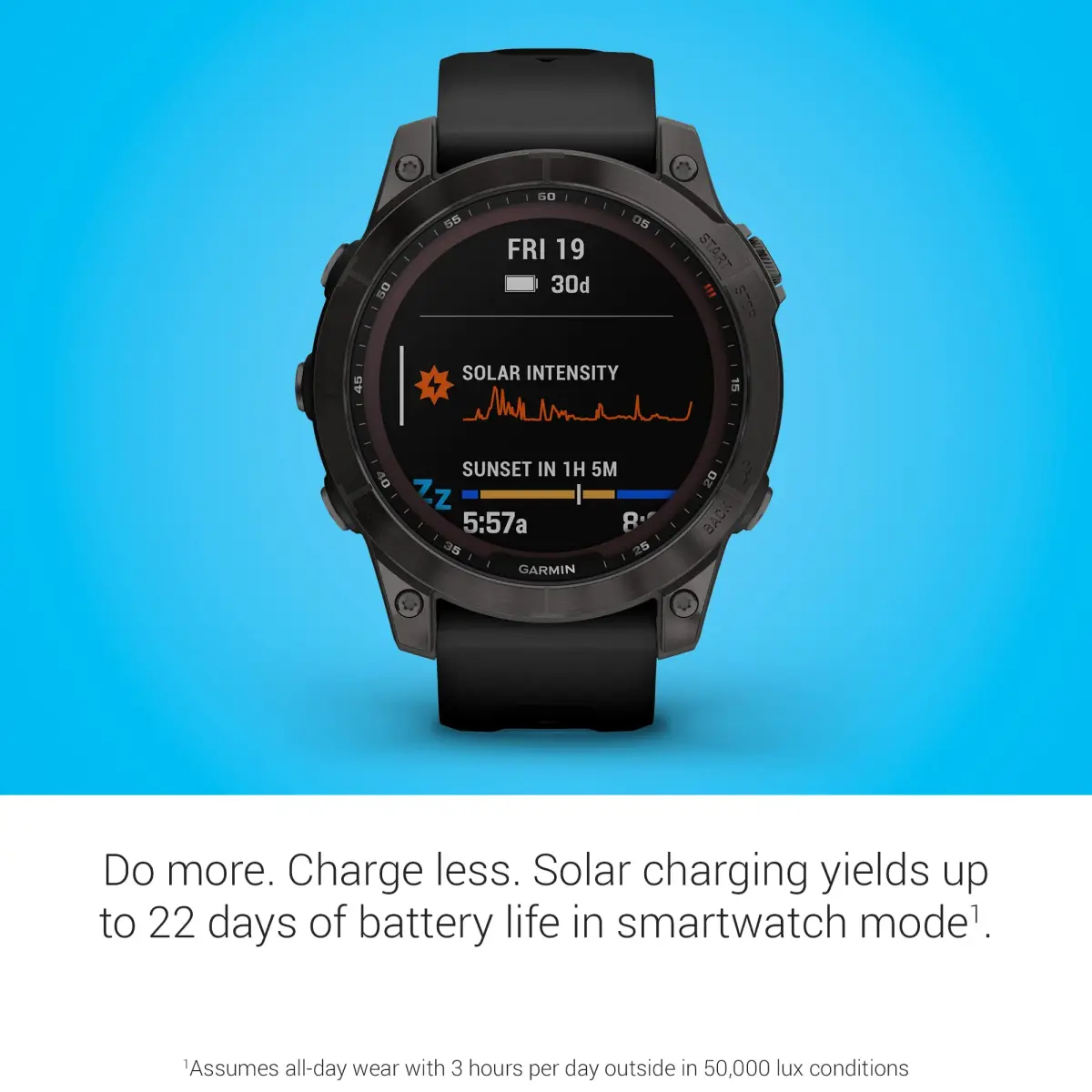Garmin fenix 7 Solar GPS Smartwatch 47mm Slate Gray | Long-Running Solar Powered Multisport GPS Watch - view 3