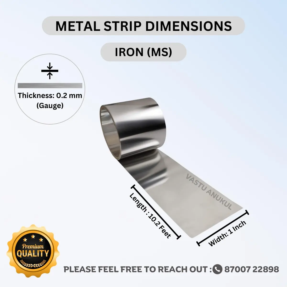 VASTU ANUKUL Premium Vastu Remedy Metal Strips (Iron - MS) 25mm (1 inch) x 10.2 Feet | Vastu Correction for Entrances and Toilets - view 2