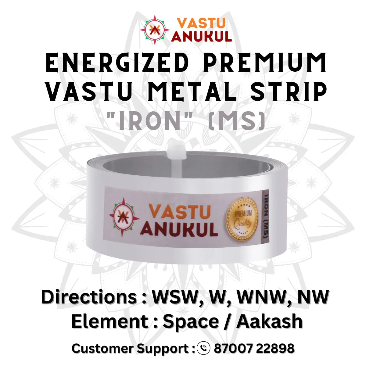 VASTU ANUKUL Premium Vastu Remedy Metal Strips (Iron - MS) 25mm (1 inch) x 10.2 Feet | Vastu Correction for Entrances and Toilets - view 3