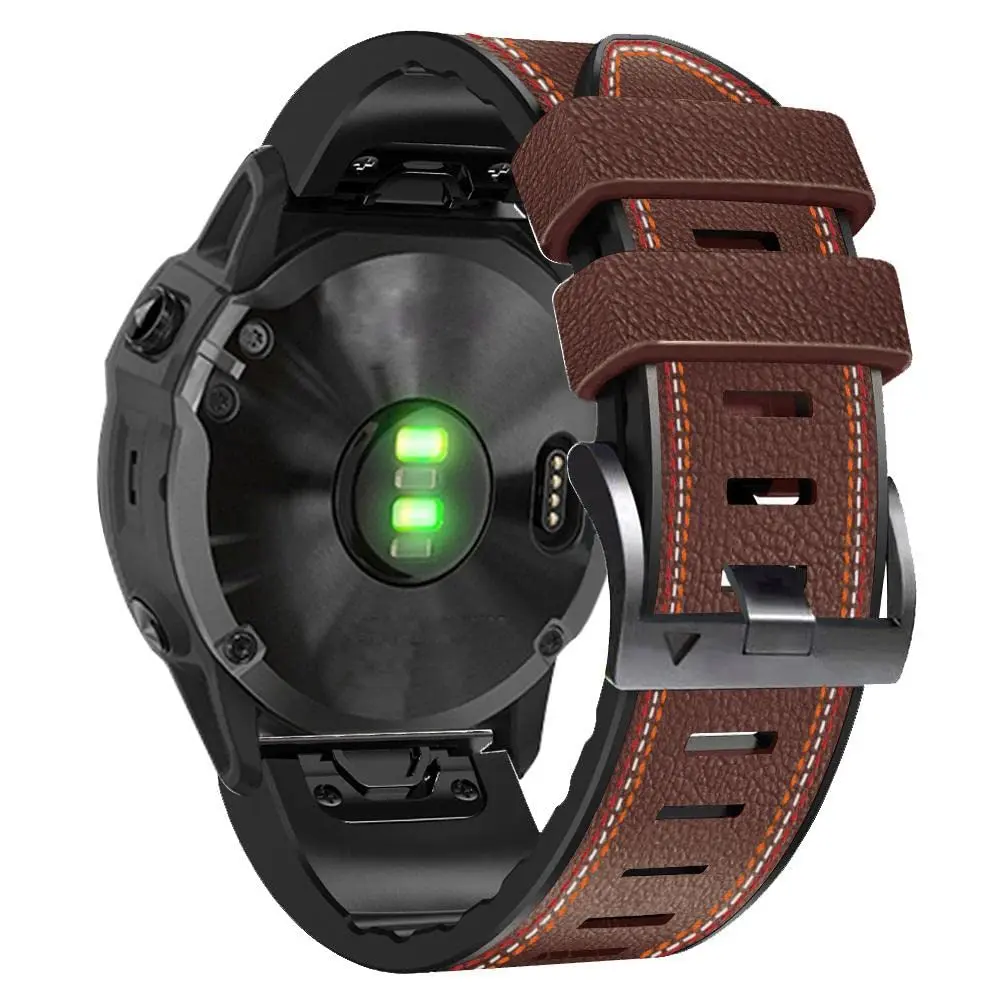 Abanen Quick Fit 26mm Watch Band for Garmin Fenix 7X/6X/5X, Fiber Leather & Silicone | Breathable & Elegant - view 6