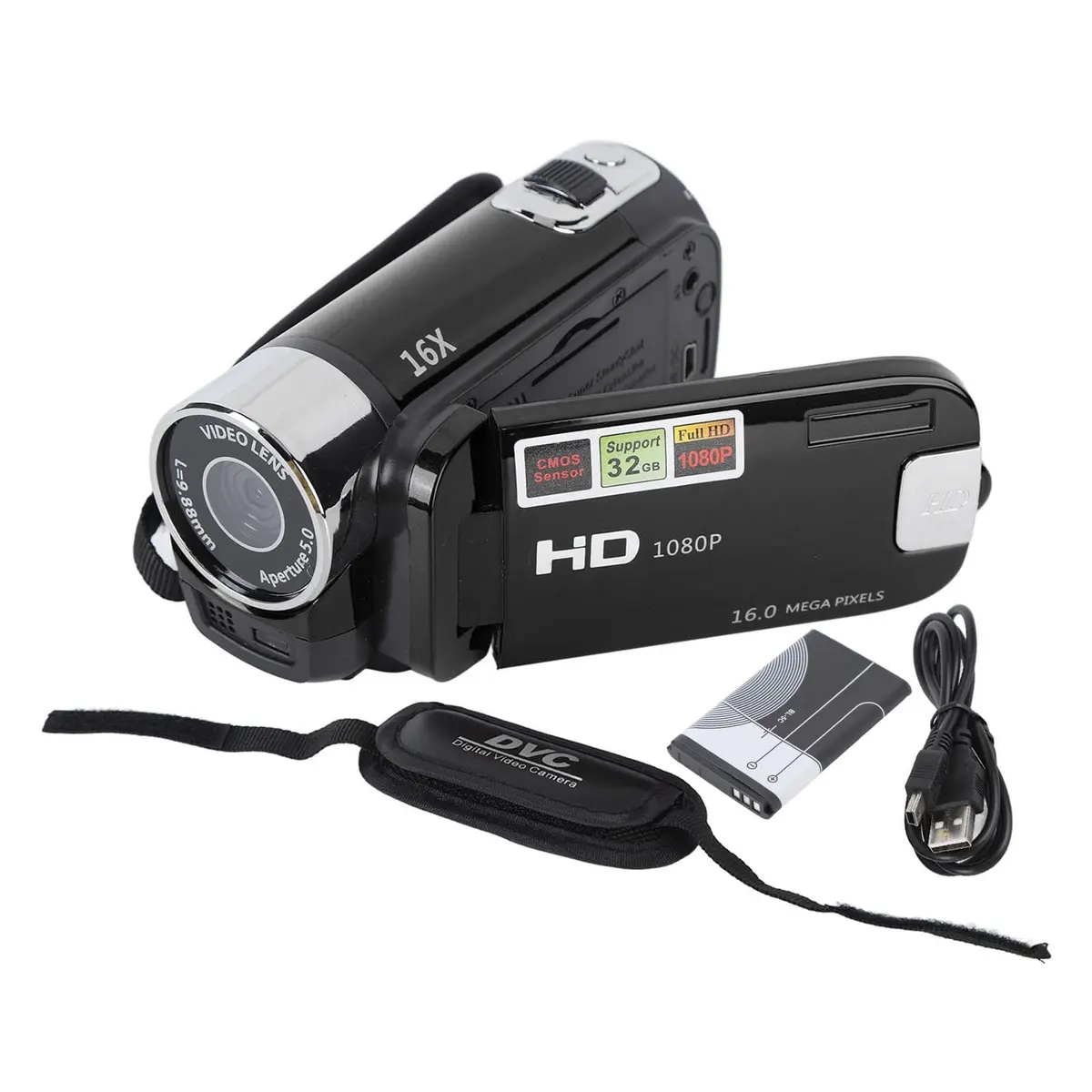 Yoidesu Black Camcorder 2.7in 1080P 16MP | Vlogging Recorder with 16X Zoom - view 7