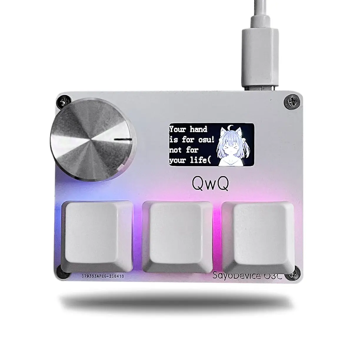 BTXETUEL O3C OSU SayoDevice Rapid Trigger Keyboard with Screen & Knob, 8000Hz, White - main product image