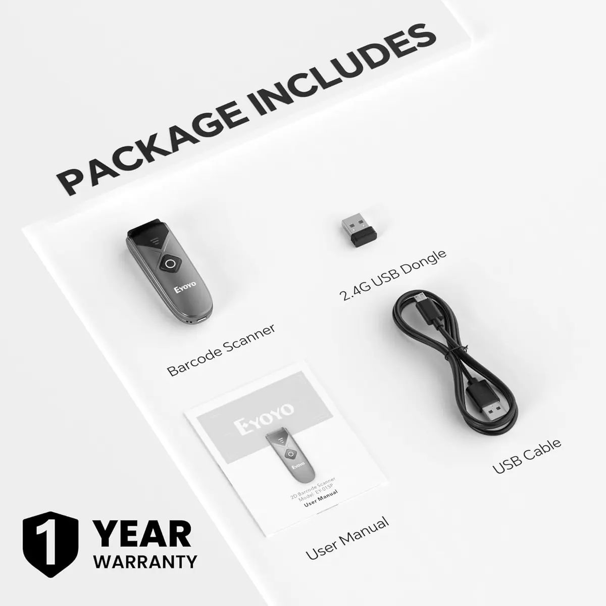Eyoyo 2-Pack Bluetooth Barcode Scanner 3.5*1.18*0.78 Inch | Portable 2D & 1D Wireless - view 9