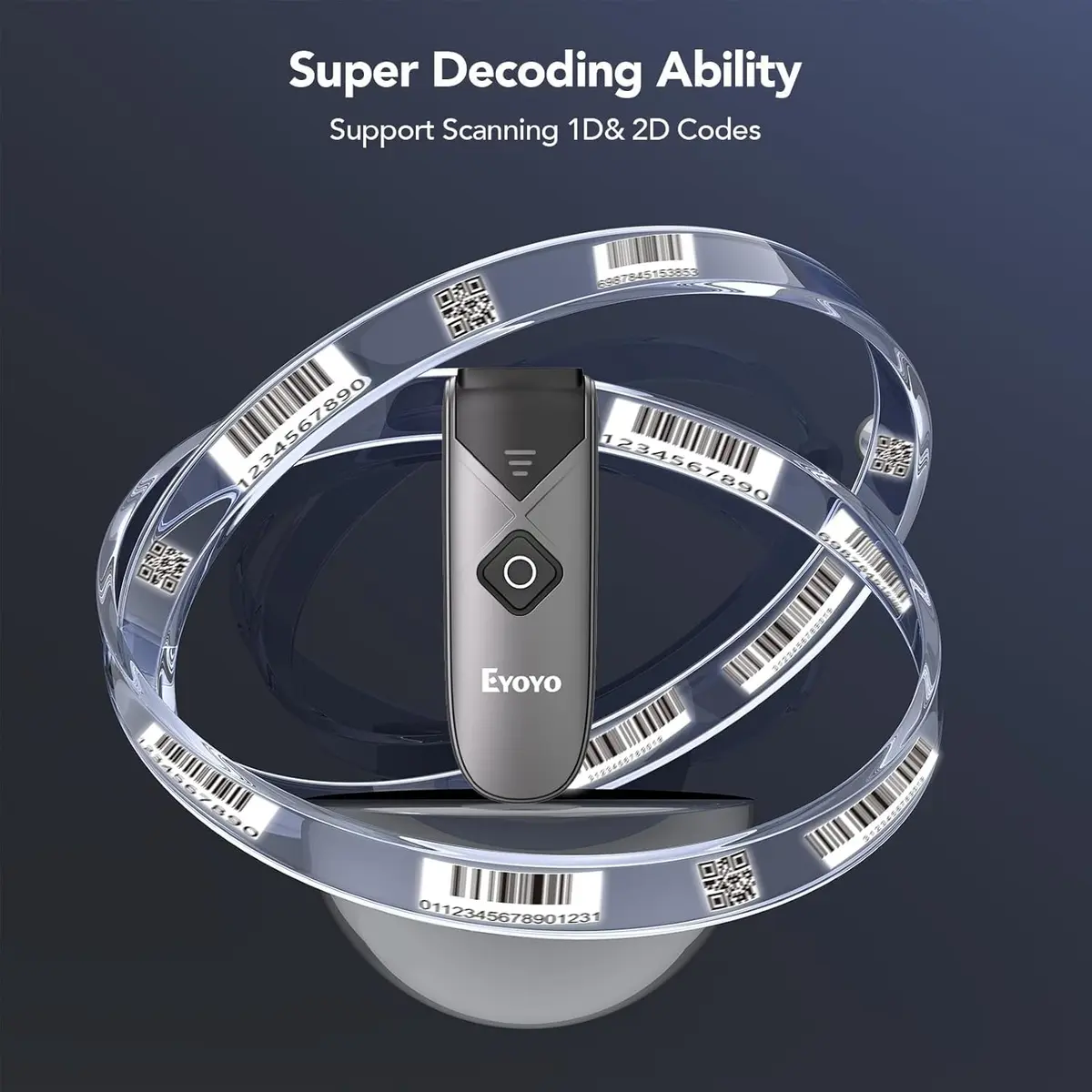 Eyoyo 2-Pack Bluetooth Barcode Scanner 3.5*1.18*0.78 Inch | Portable 2D & 1D Wireless - view 3