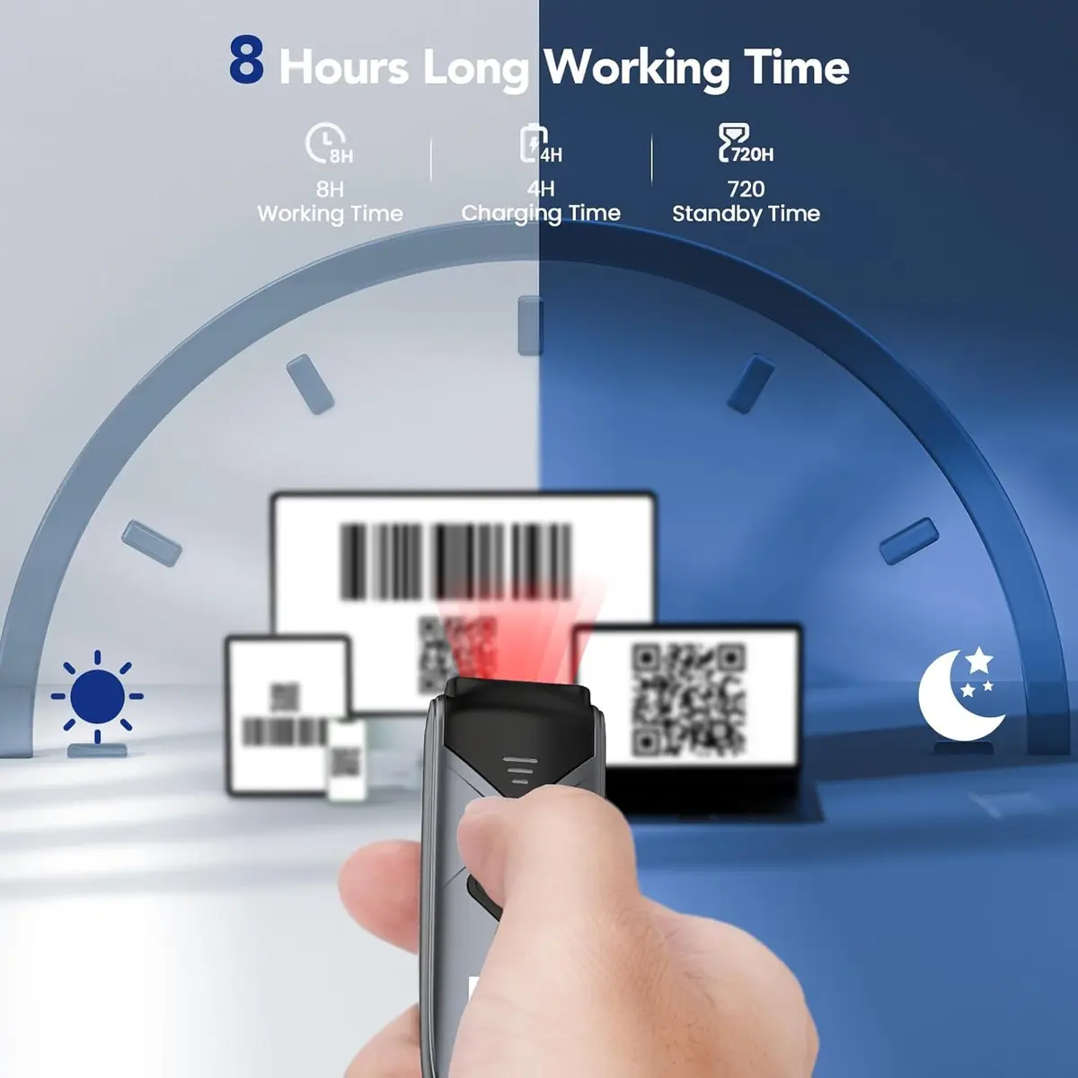 Eyoyo 2-Pack Bluetooth Barcode Scanner 3.5*1.18*0.78 Inch | Portable 2D & 1D Wireless - view 4