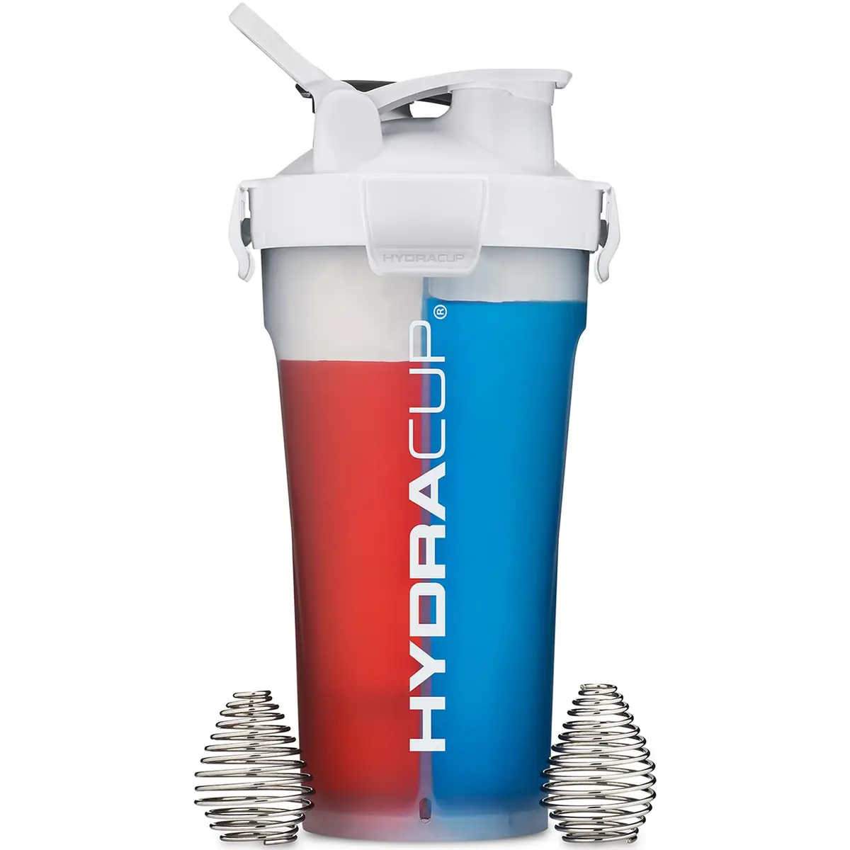 Hydra Cup DualShaker Pro 32 oz (946 ml) White Protein Shaker Bottle | Dual Mixing with Handle & Whisks - main product image