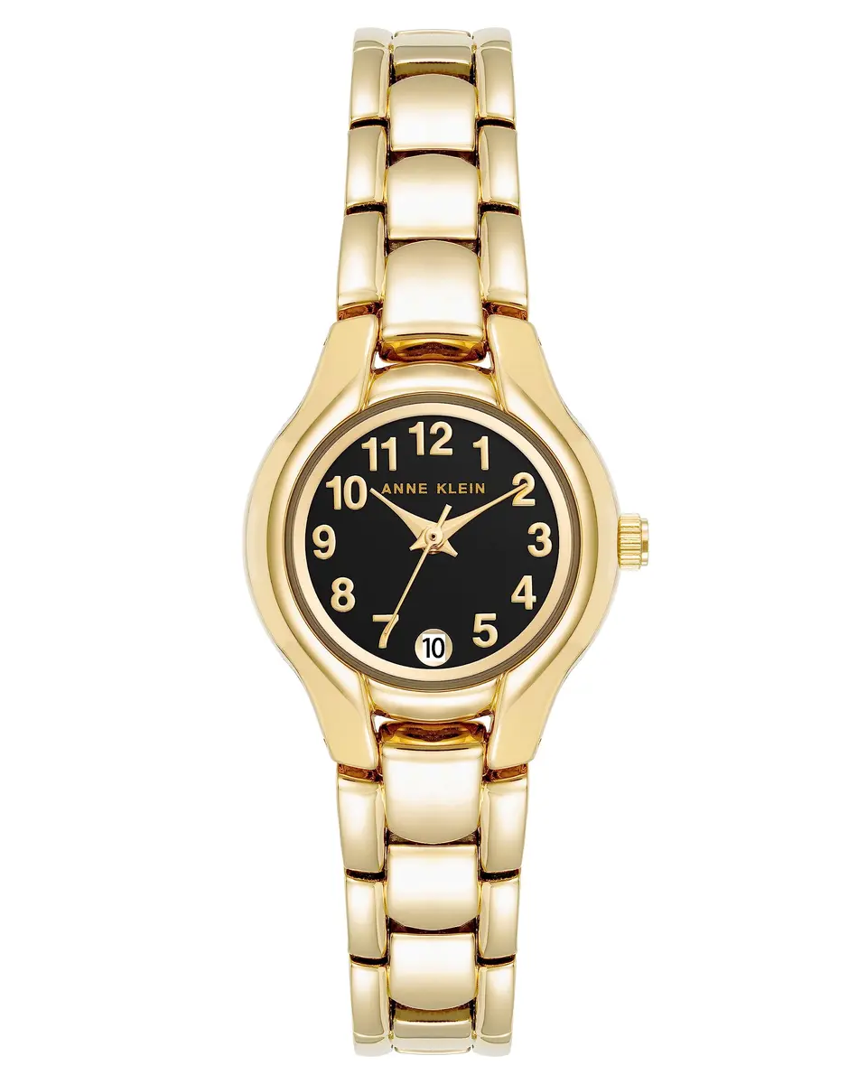 Anne Klein Women's Date Function Bracelet Watch | Gold & Black Dial, 24mm Case, Quartz Movement - main product image