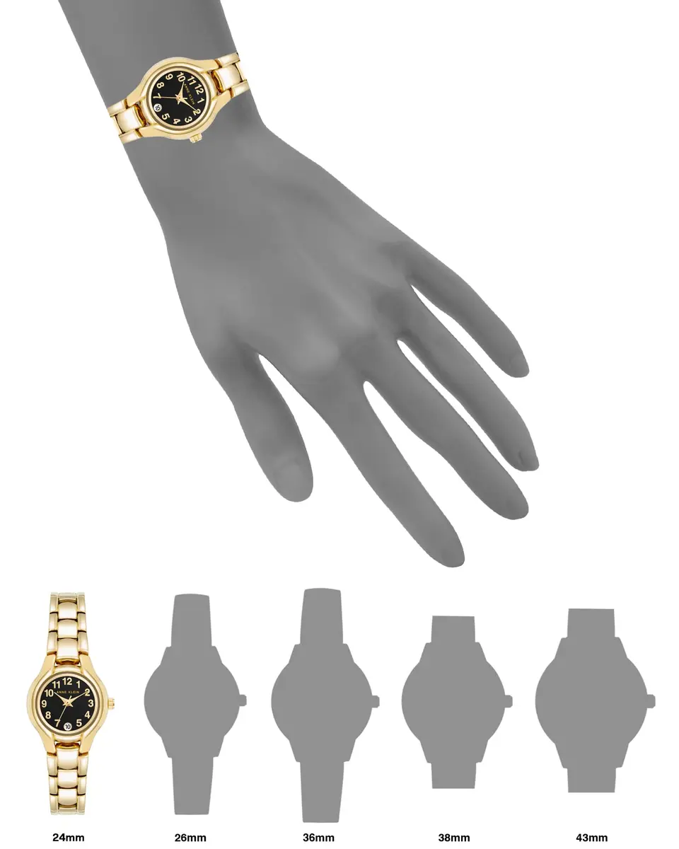 Anne Klein Women's Date Function Bracelet Watch | Gold & Black Dial, 24mm Case, Quartz Movement - view 2