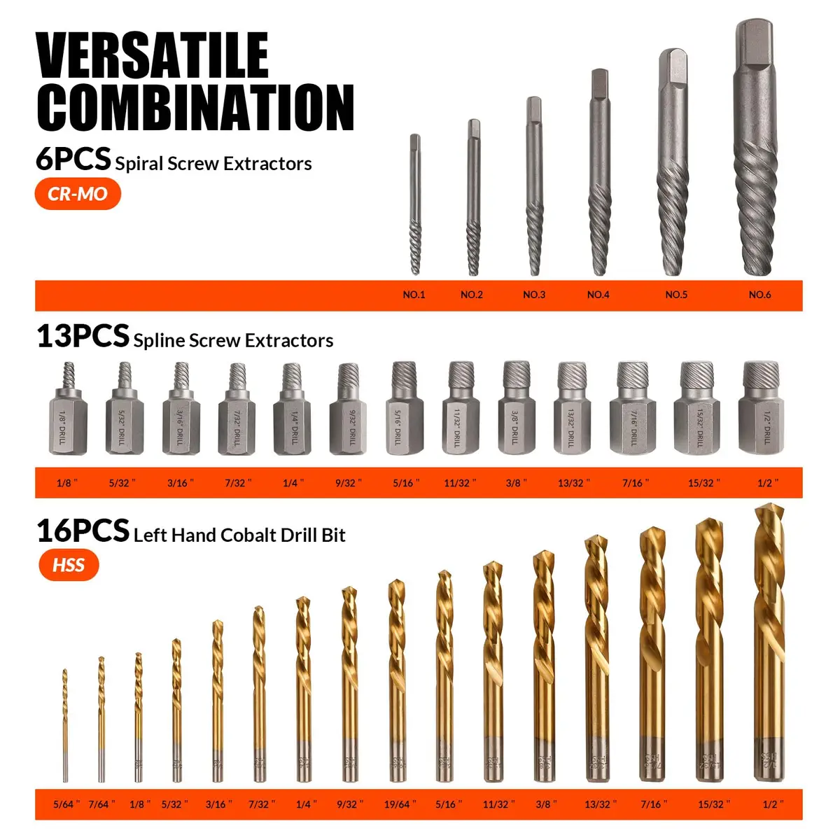 coobeast 35 Pcs Screw Extractor Set,Left Hand Drill Bits Set Screw Extractor Kit | Versatile, Sharp & Durable for Home & Mechanical Use - view 2