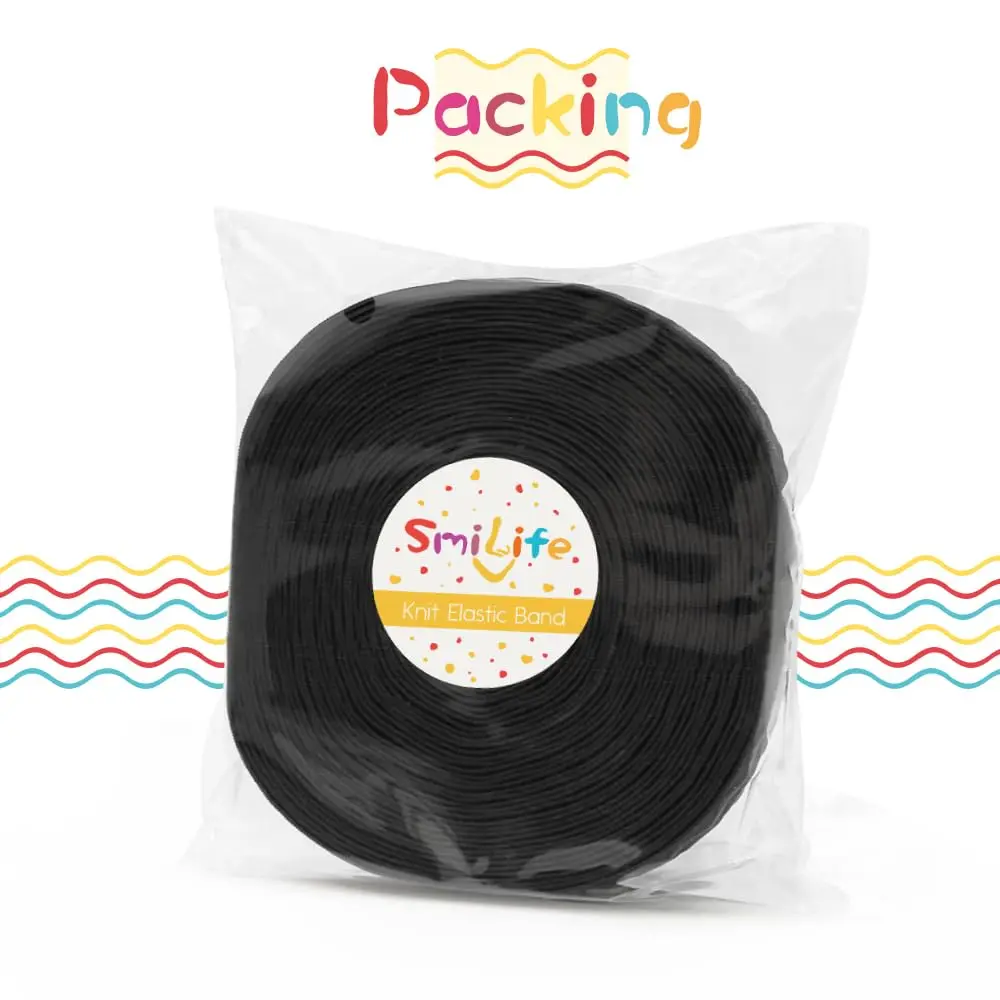 SmiLife Silicone Gripper Elastic for Clothing 3.8 cm (1.5 in) x 11 m (12 yd) Black | Non-Slip Sewing Band for Garments & Crafts - view 2