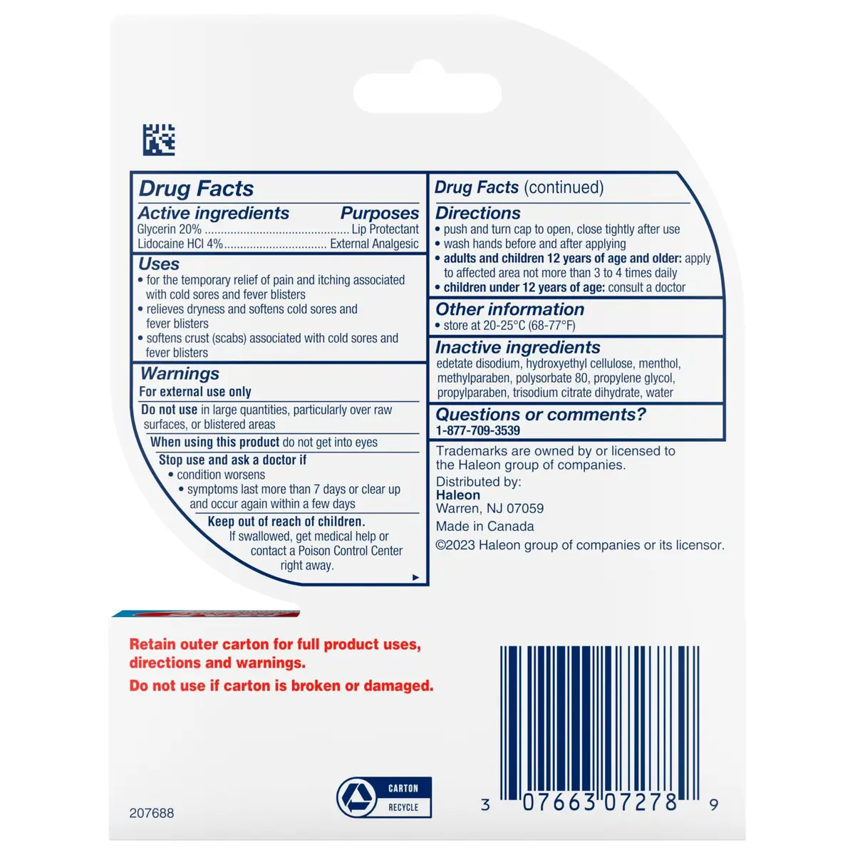 Abreva Cold Sore Treatment Rapid Pain Relief Cream with Lidocaine | Fast-Acting 3g Tube for Cold Sores - view 8