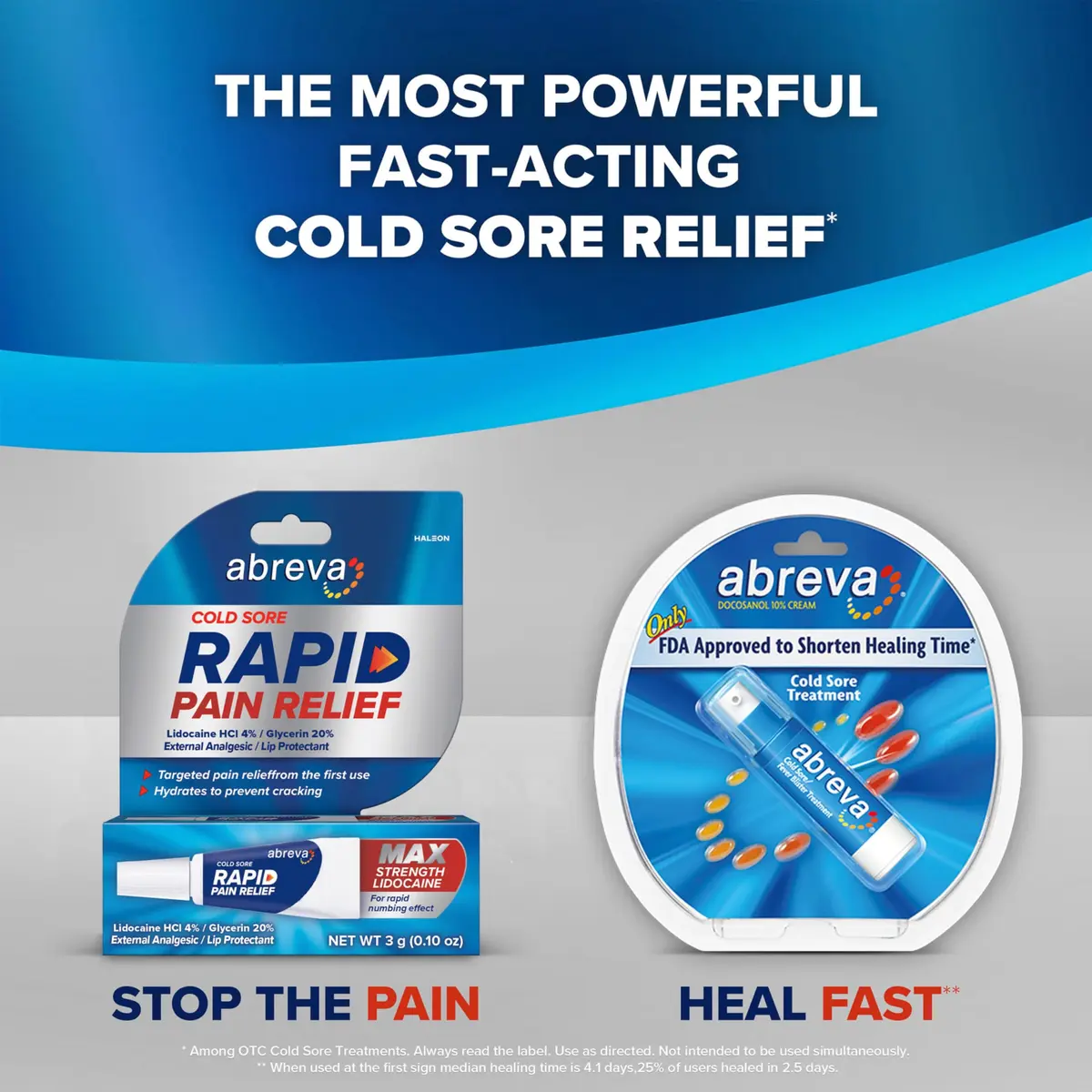 Abreva Cold Sore Treatment Rapid Pain Relief Cream with Lidocaine | Fast-Acting 3g Tube for Cold Sores - view 9