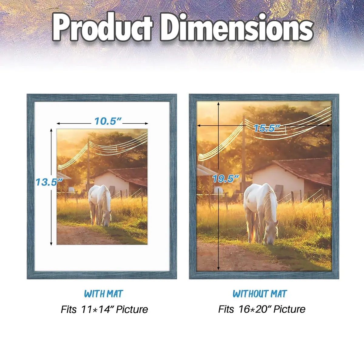 AUEAR 16x20 Picture Frame with Real Glass | Fits 11x14 & 16x20 Photos, Wall & Tabletop Display - view 2