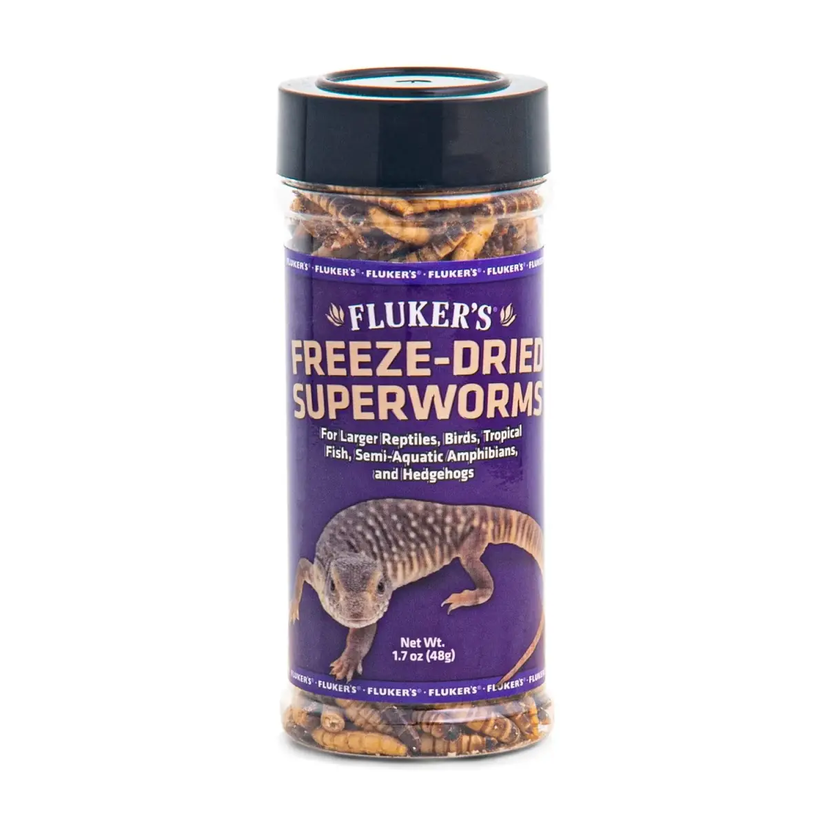 Fluker's Freeze Dried Superworms for Reptiles, Birds, Fish, Hedgehogs - 48g (1.7 oz) - main product image