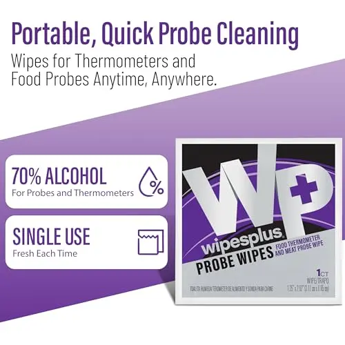 WIPESPLUS Thermometer Probe Wipes 1000 Count (10 Packs of 100) | 70% Isopropyl Alcohol for Food Safety - view 4