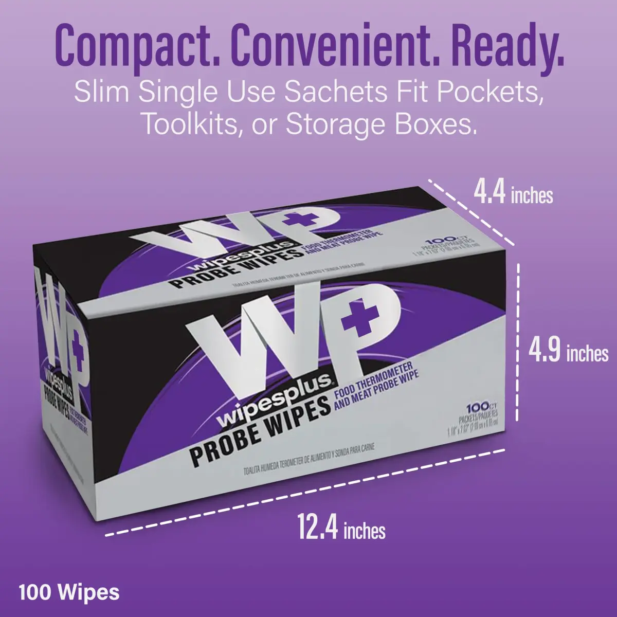 WIPESPLUS Thermometer Probe Wipes 1000 Count (10 Packs of 100) | 70% Isopropyl Alcohol for Food Safety - view 5