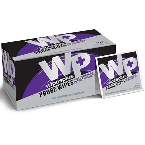 WIPESPLUS Thermometer Probe Wipes 1000 Count (10 Packs of 100) | 70% Isopropyl Alcohol for Food Safety - main product image