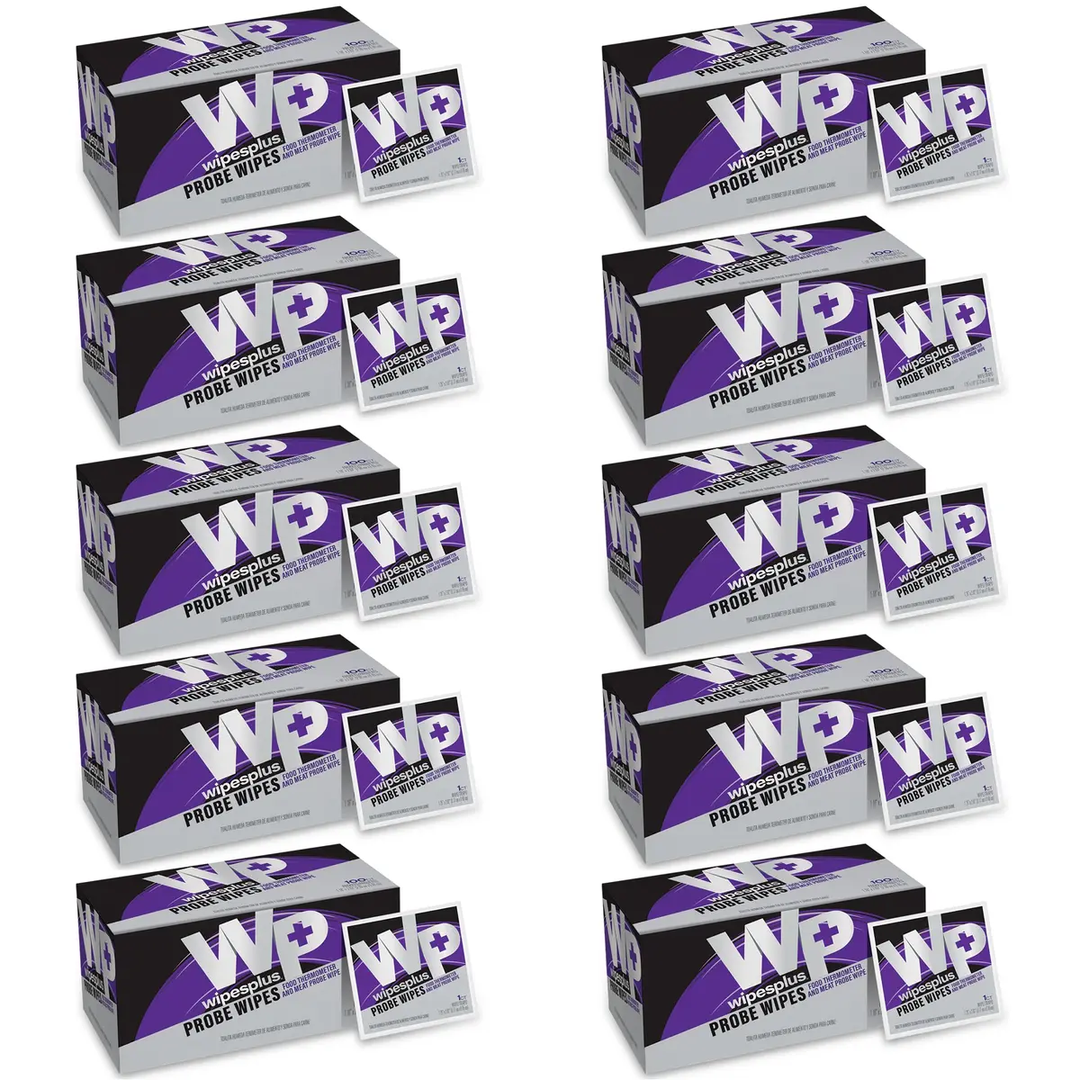WIPESPLUS Thermometer Probe Wipes 1000 Count (10 Packs of 100) | 70% Isopropyl Alcohol for Food Safety - view 2