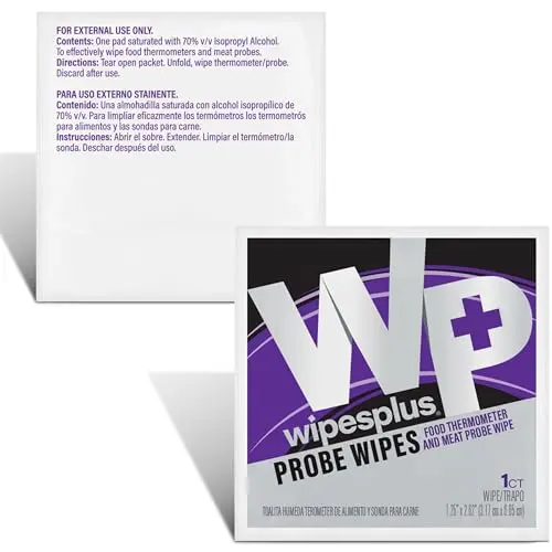 WIPESPLUS Thermometer Probe Wipes 1000 Count (10 Packs of 100) | 70% Isopropyl Alcohol for Food Safety - view 3