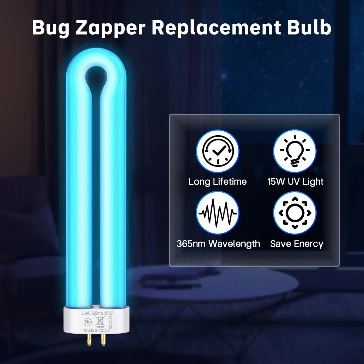 Klahaite Replacement Light Bulb Bug Zapper 15W | Easy to Install, UV Attraction for Mosquitoes (70-120 chars) - view 6