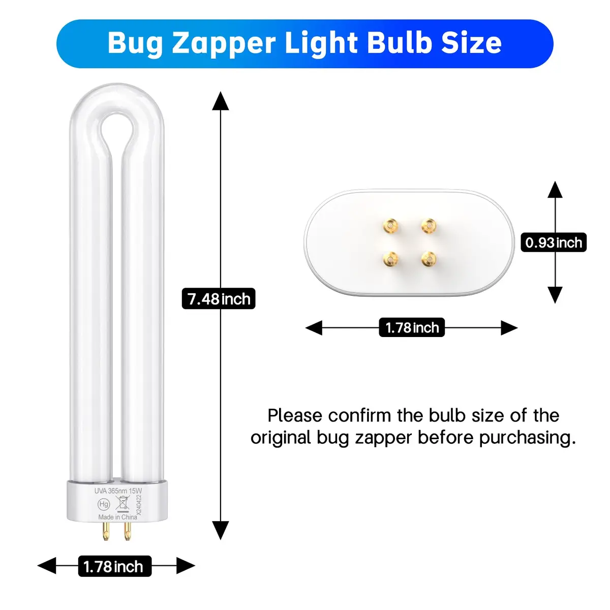 Klahaite Replacement Light Bulb Bug Zapper 15W | Easy to Install, UV Attraction for Mosquitoes (70-120 chars) - view 8