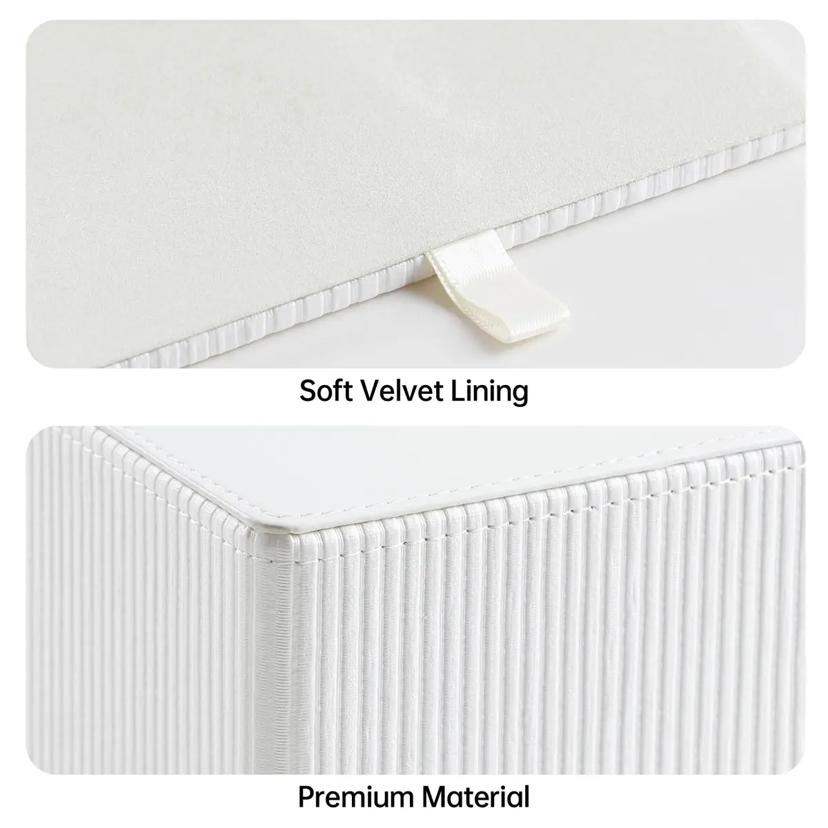 Cretkhp PU Leather Square Tissue Box Cover Ivory | Modern Bedroom & Bathroom Accessory - view 4