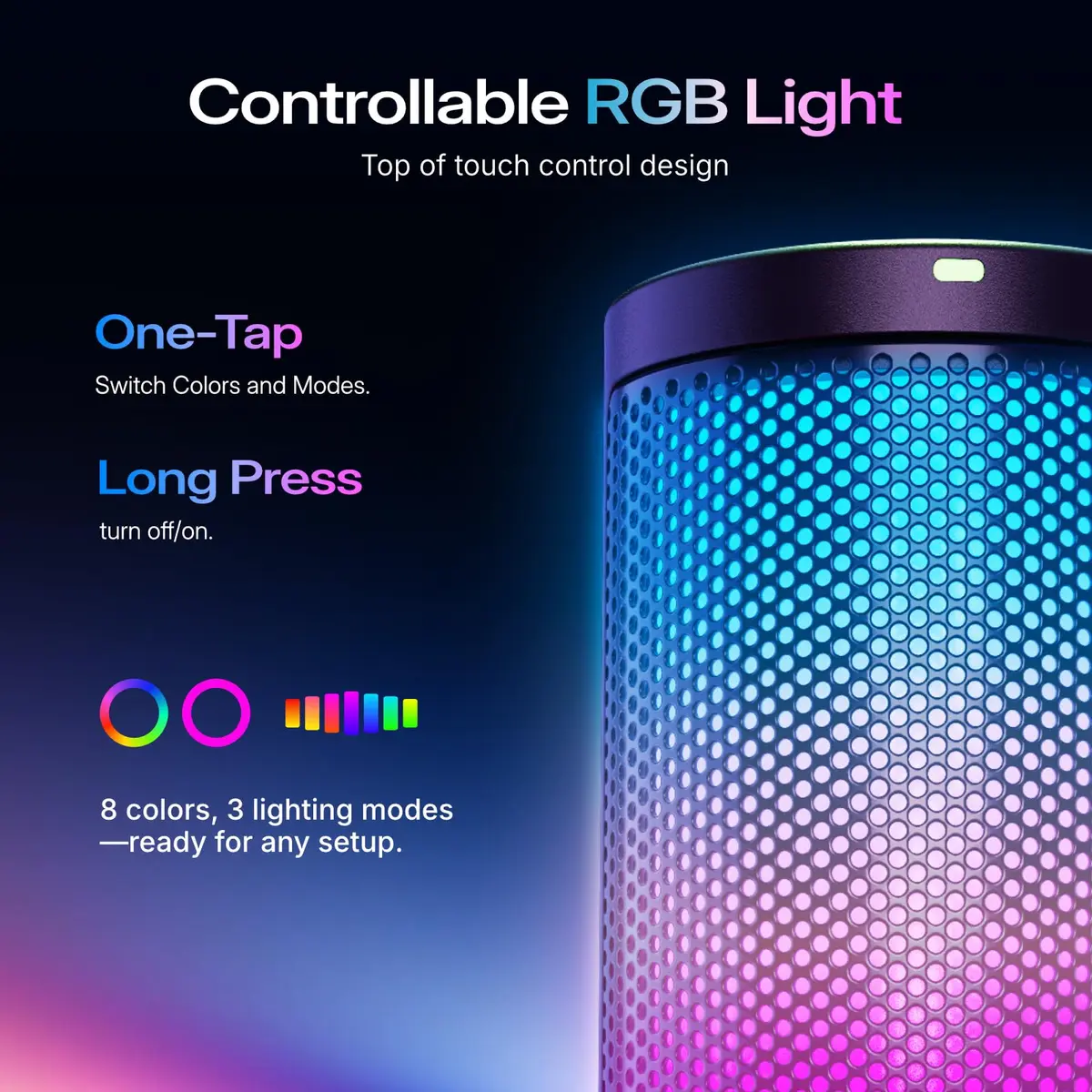 MAONO DGM20S USB Gaming Microphone for PC, Noise Reduction Condenser Mic | RGB Lighting & One-Tap Mute - view 6