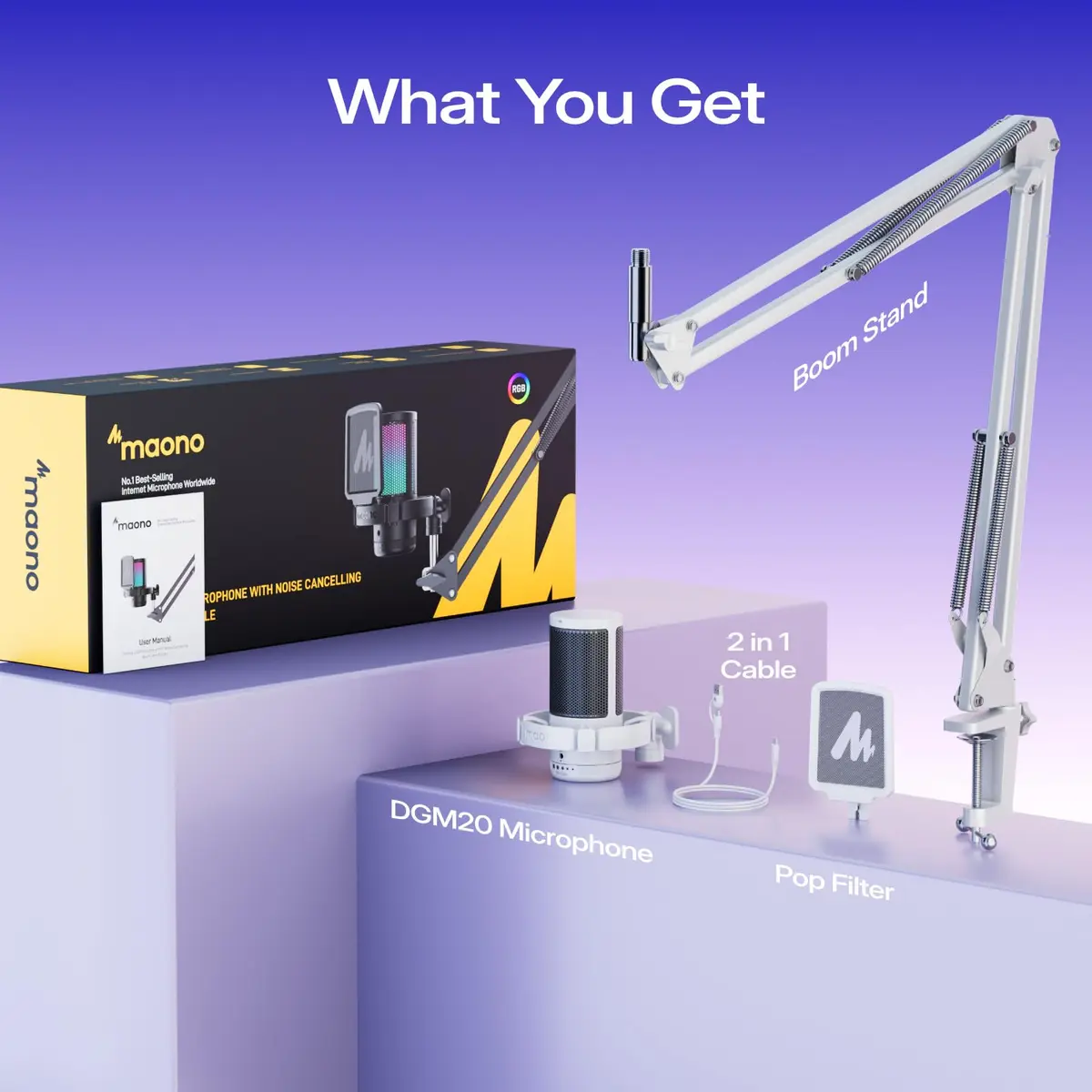 MAONO DGM20S USB Microphone for PC with Clear Voice & Noise Reduction | RGB Lighting, Plug & Play, Noise Cancellation - view 9