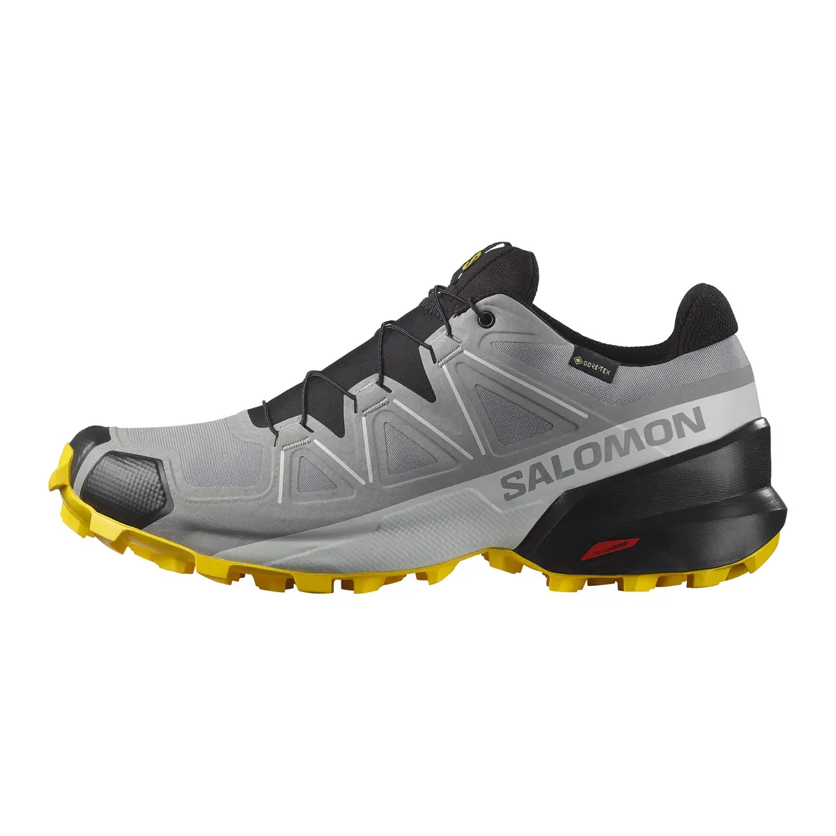 Salomon Men’s Speedcross GTX Waterproof Trail Running Shoes - Sharkskin/Black/Lemon - 11.5 Medium - main product image