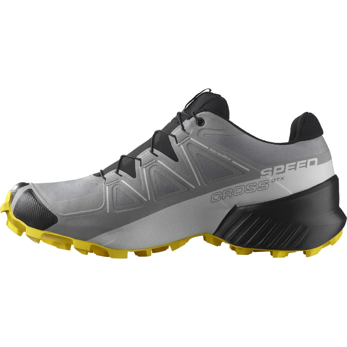 Salomon Men’s Speedcross GTX Waterproof Trail Running Shoes - Sharkskin/Black/Lemon - 11.5 Medium - view 8