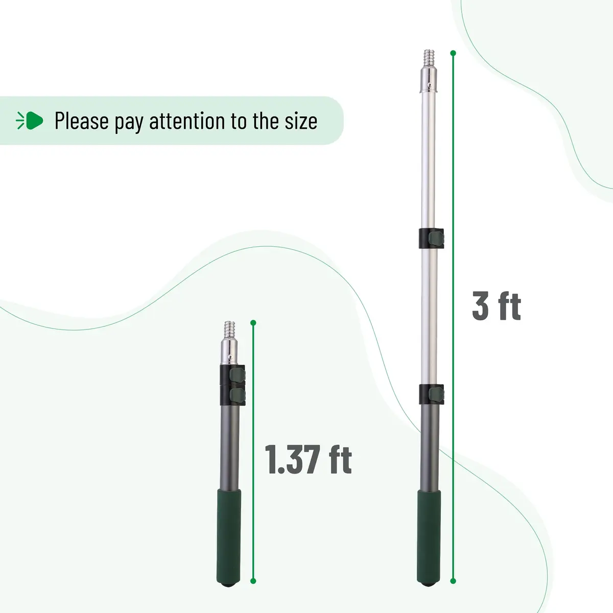 Bates Choice Telescopic Extension Pole, 3 Ft, Aluminum Alloy, Multi-Purpose for Painting, Dusting & Cleaning - view 2