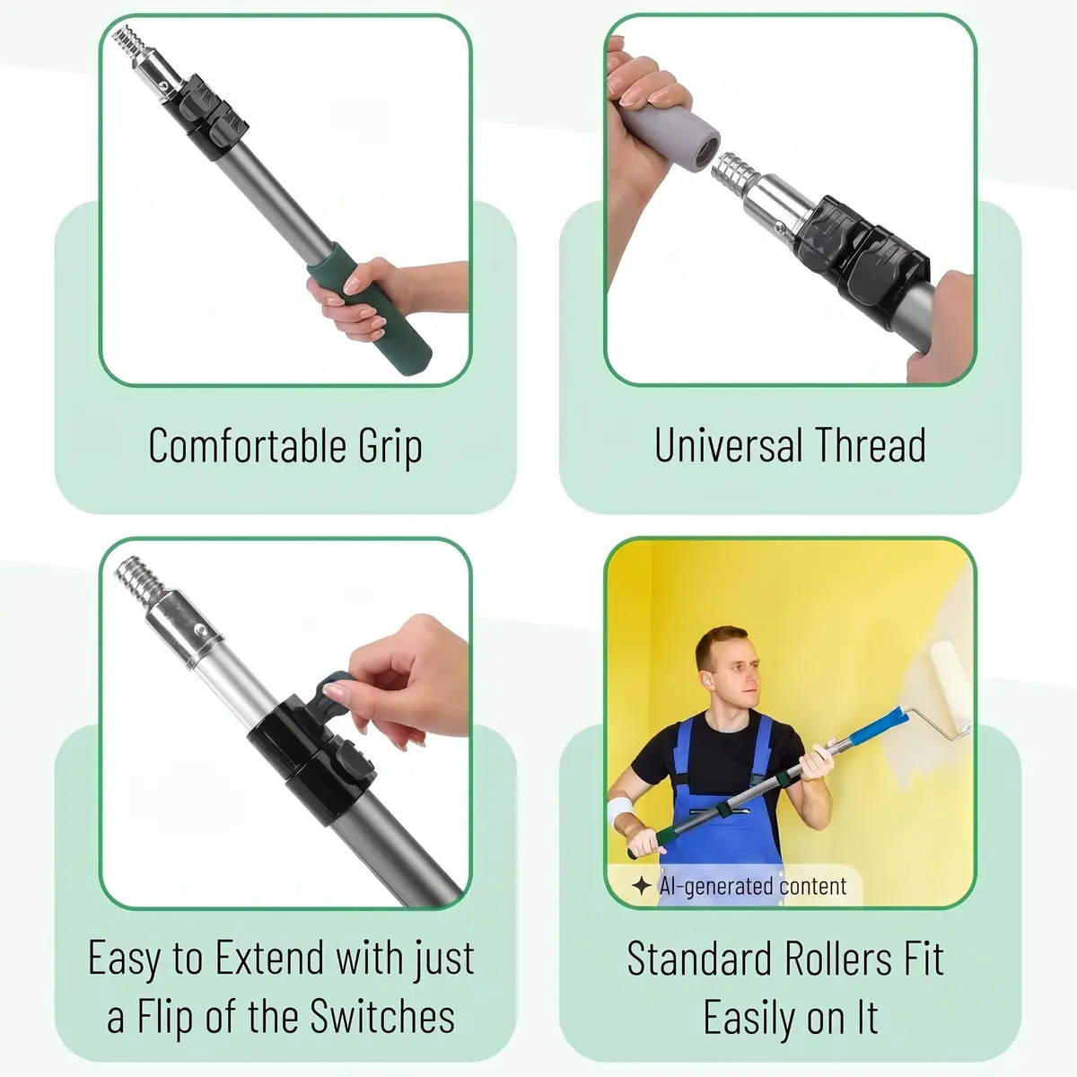 Bates Choice Telescopic Extension Pole, 3 Ft, Aluminum Alloy, Multi-Purpose for Painting, Dusting & Cleaning - view 3