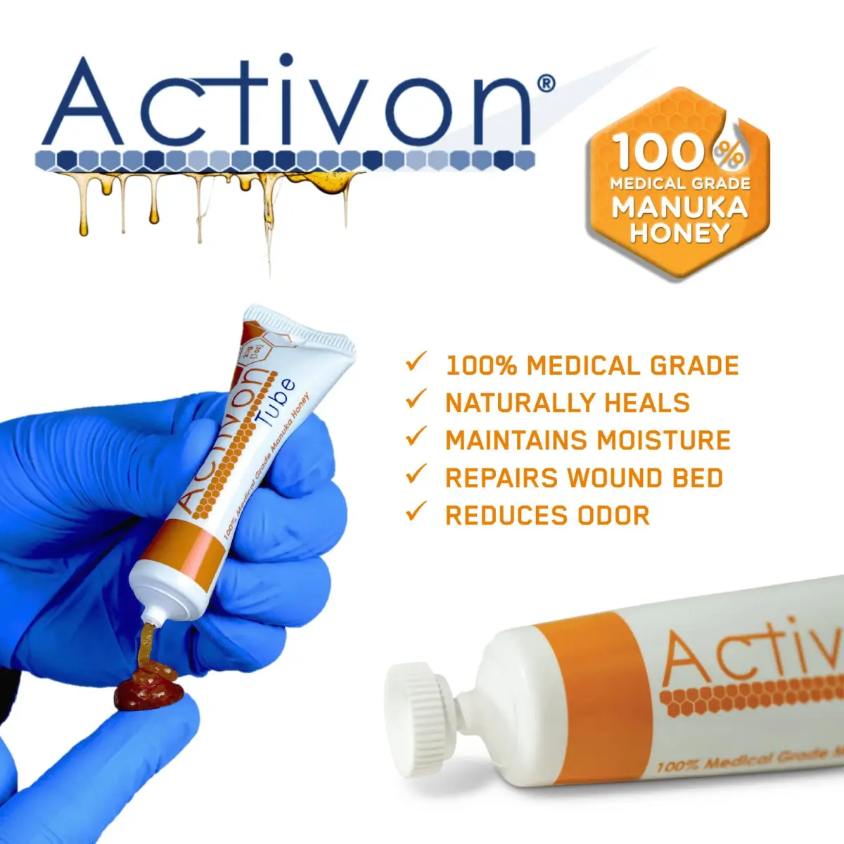ActivOn Medical Grade Manuka Honey Gel 60g (0.21 oz) | Pack of 3 Tubes for Wound Care - view 2