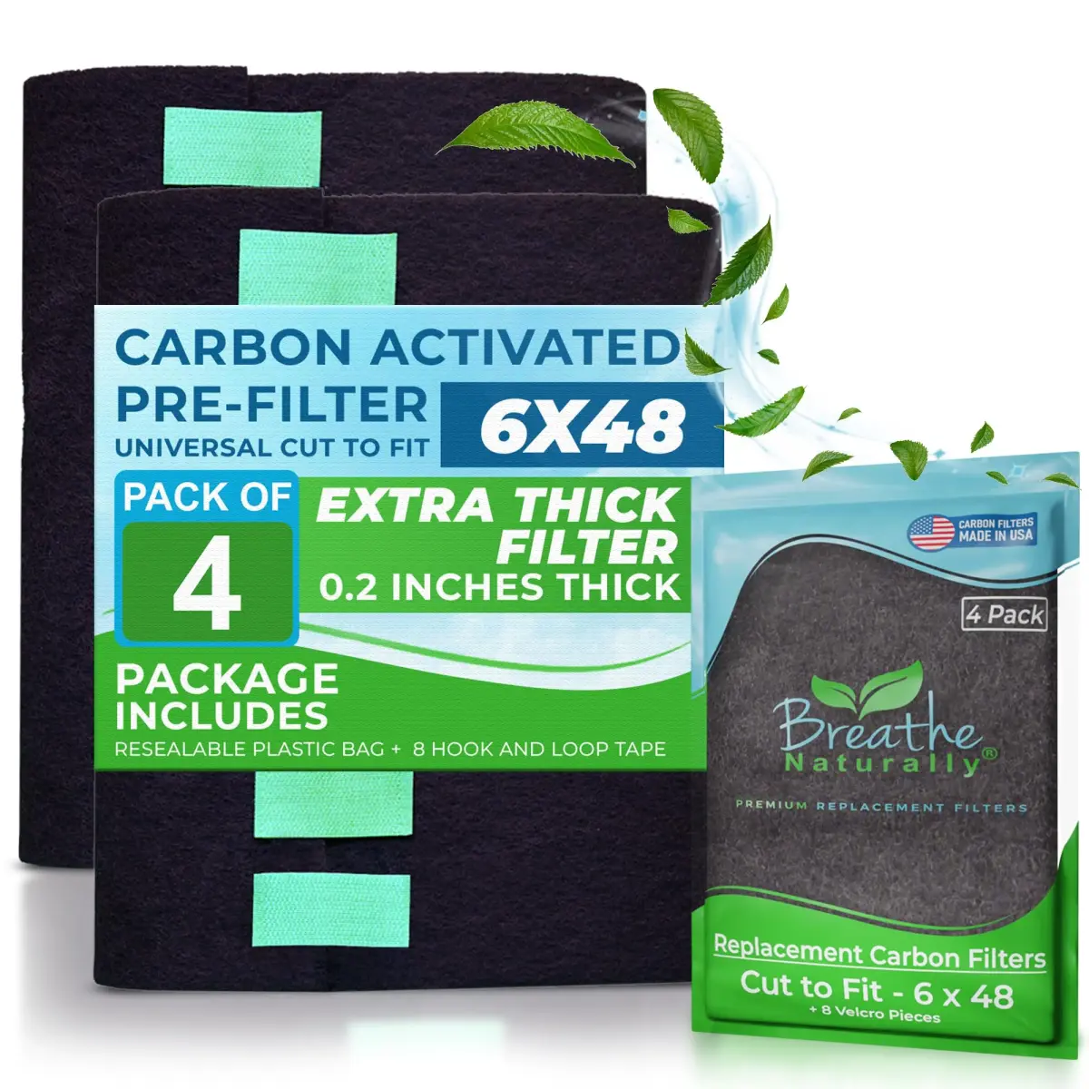 Breathe Naturally Cut-to-Fit Carbon Activated Air Filter - 24x24 Inch, 1 Pack | Smoke, Odor & Pollutant Capture - main product image