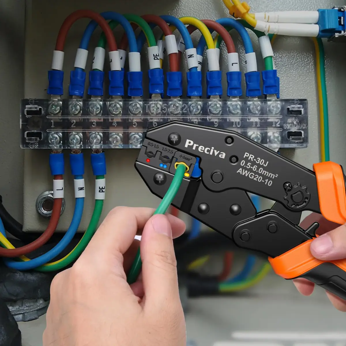 Preciva Ratcheting Crimping Tool Kit AWG20-10 with 370PCS Insulated Connectors | Ergonomic Handle & Color-Coded Jaws - view 7