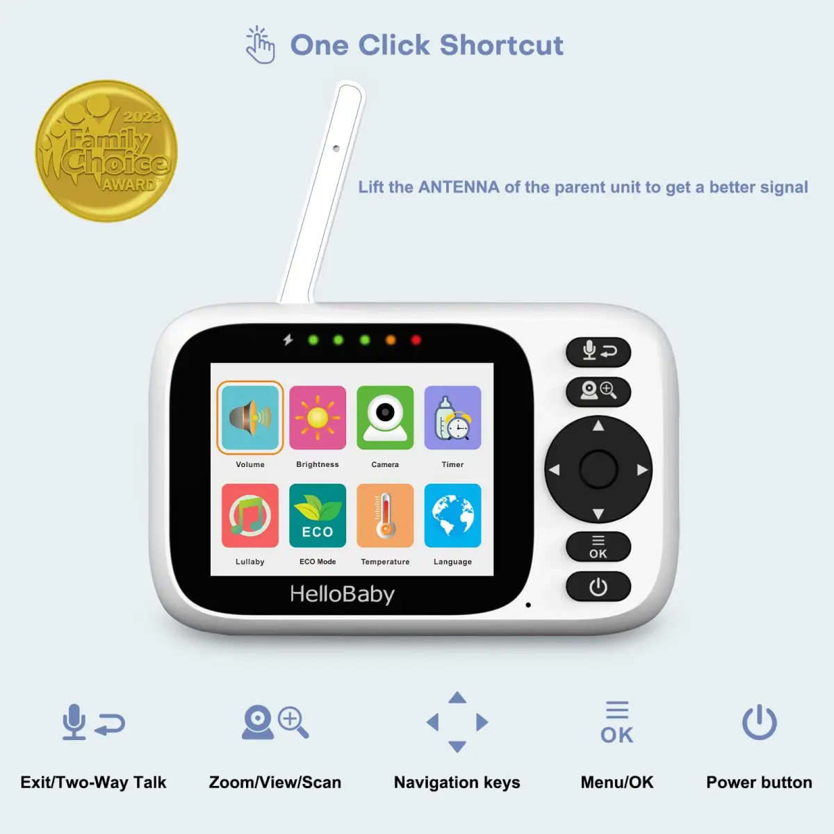 HelloBaby Baby Monitor 2 Cameras No WiFi with 3.2 Inch Screen | Remote PTZ, 1000ft Range, 2-Way Talk - view 2