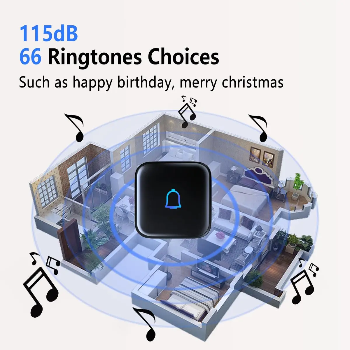 LeadGo Wireless Doorbell Loud Classroom Doorbell IP66 Waterproof 1000Ft 66 Chimes 115dB 7-Level Vol Electric Door Bell Ringer for Home Office Kids & Hearing-Impaired | IP66 Waterproof, 1000Ft Range - view 5