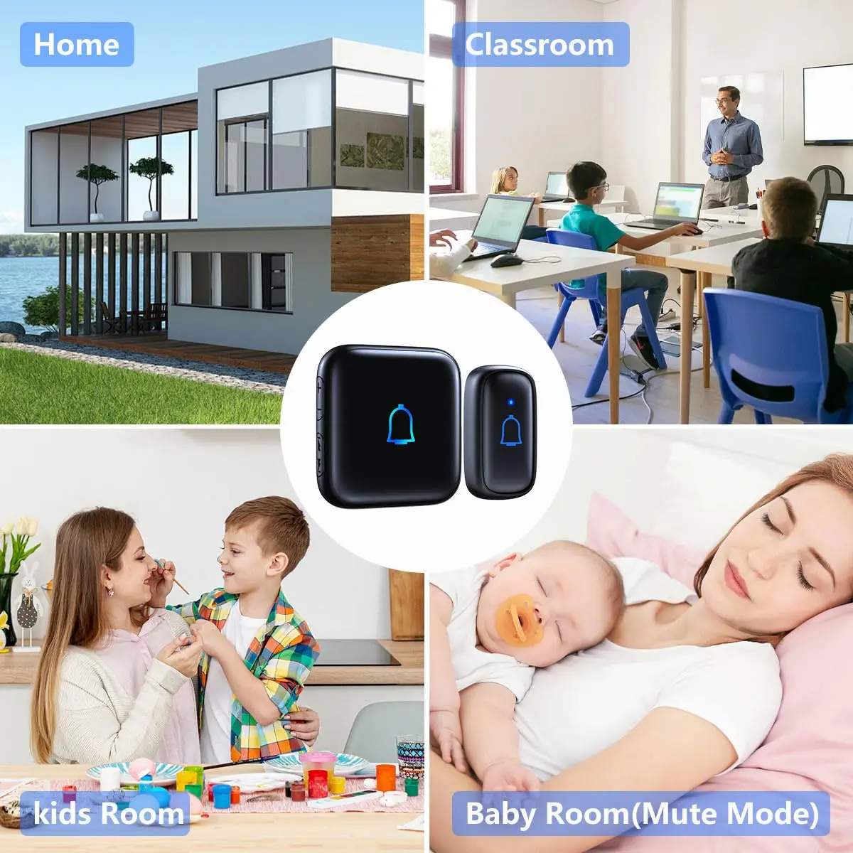 LeadGo Wireless Doorbell Loud Classroom Doorbell IP66 Waterproof 1000Ft 66 Chimes 115dB 7-Level Vol Electric Door Bell Ringer for Home Office Kids & Hearing-Impaired | IP66 Waterproof, 1000Ft Range - view 7