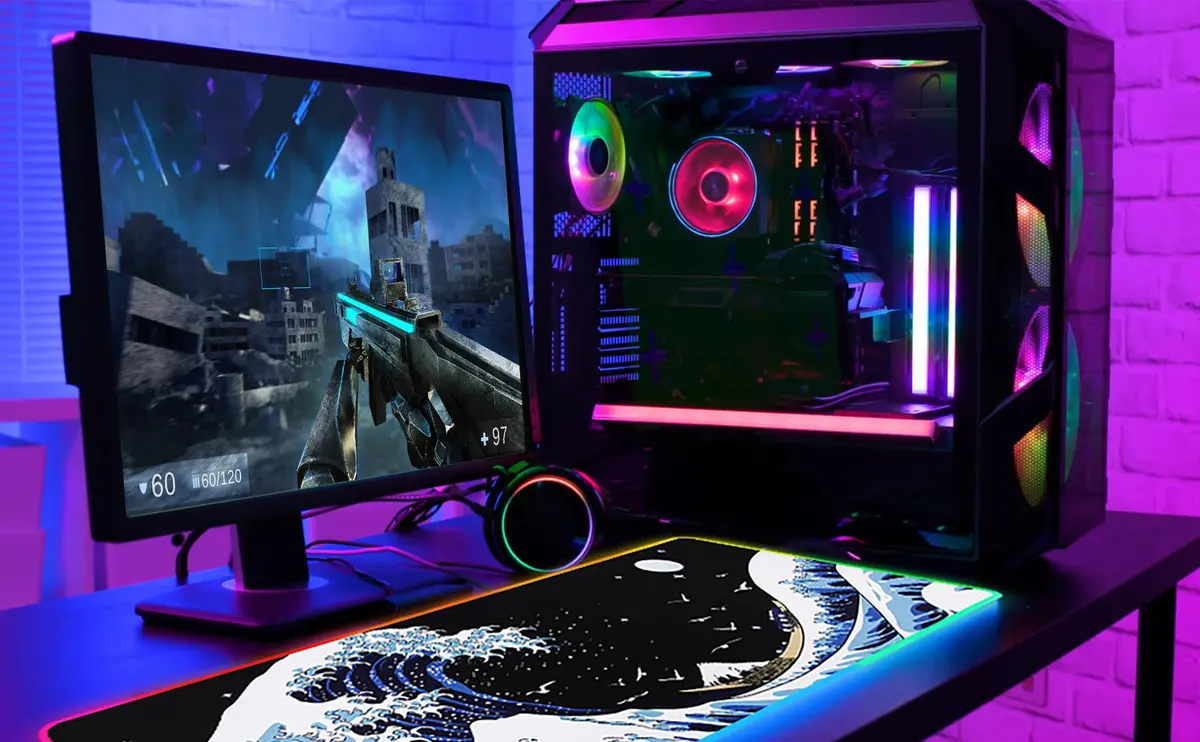 MEWOOCUE RGB LED Gaming Mouse Pad Large Sea Wave XL XXL 80cm x 30cm (31.5" x 11.9") | Smooth Control Surface - view 8