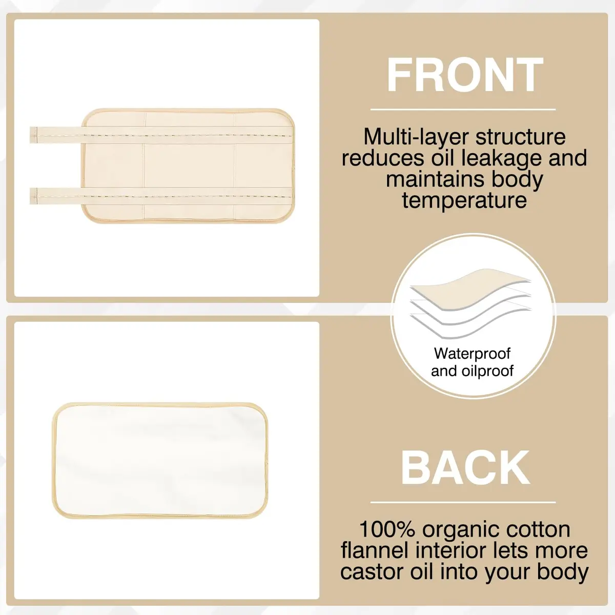 TORPNIA Castor Oil Pack Adjustable Reusable Wrap for Liver Detox 1pcs | Skin-Friendly, Machine Washable, Less Mess - view 3