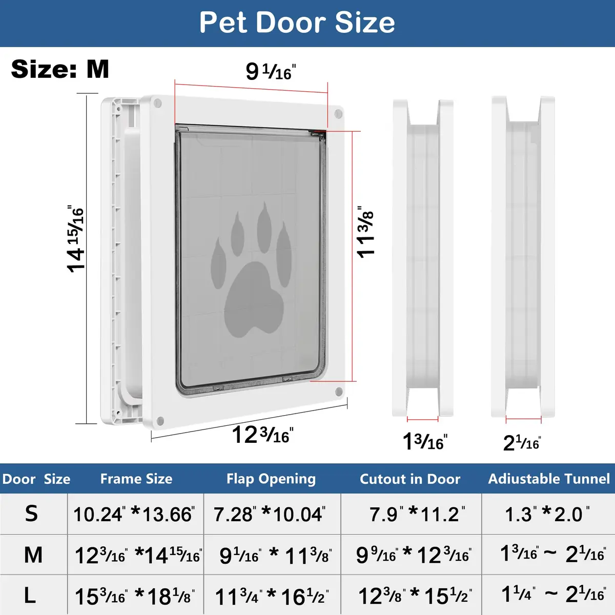 CEESC Medium Dog Door 9.06"x11.38" | Weatherproof, Durable, Fits Doors 1.19"–2.06" - view 5