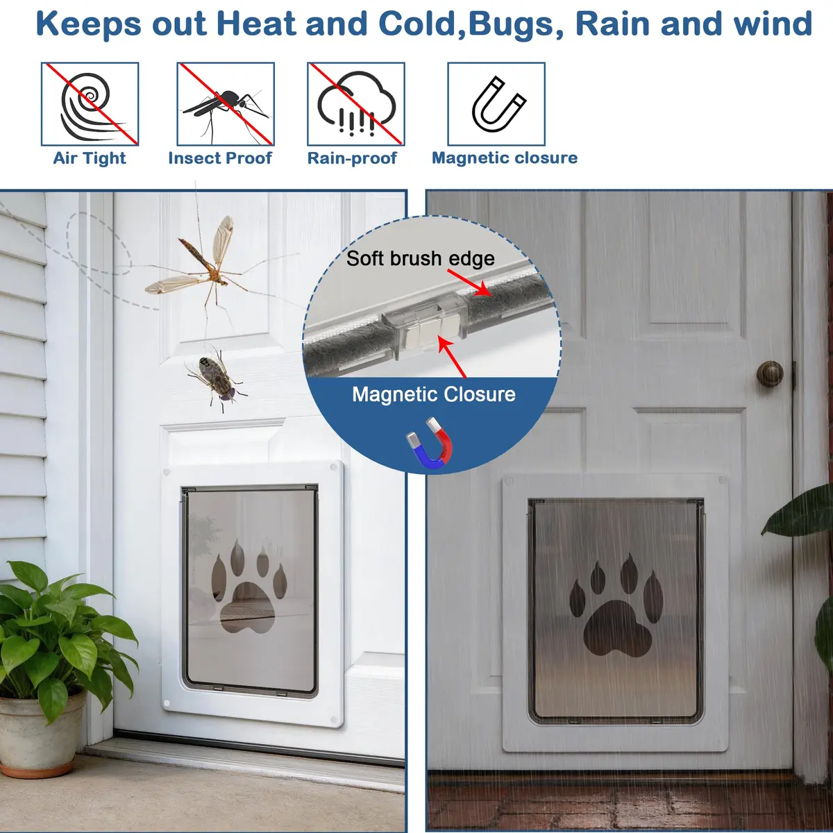 CEESC Medium Dog Door 9.06"x11.38" | Weatherproof, Durable, Fits Doors 1.19"–2.06" - view 2