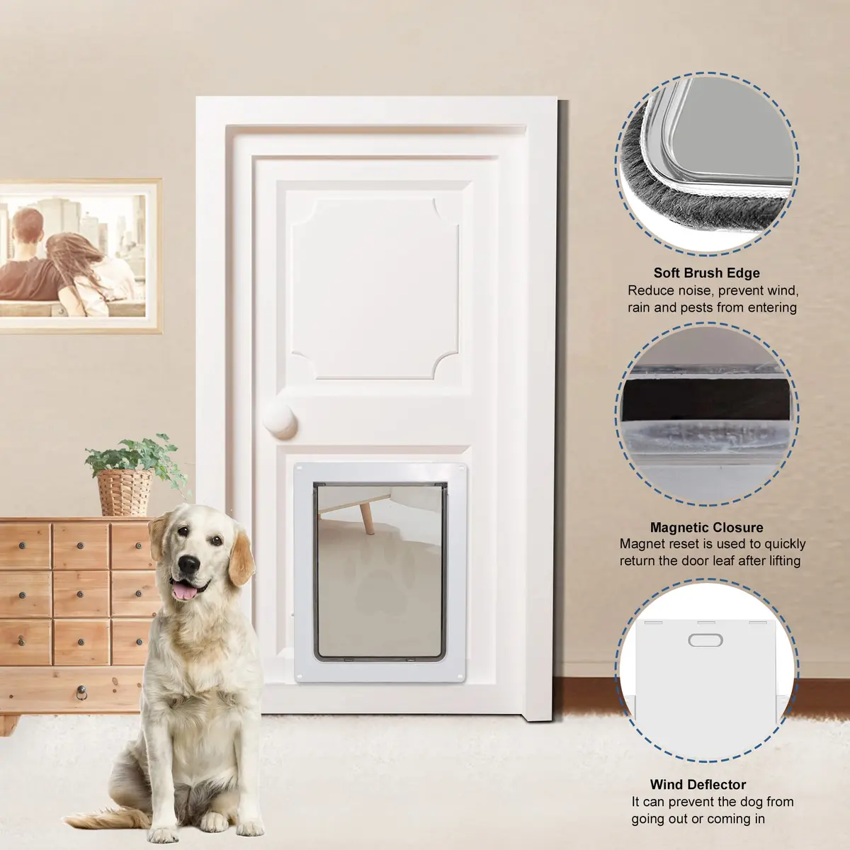 CEESC Medium Dog Door 9.06"x11.38" | Weatherproof, Durable, Fits Doors 1.19"–2.06" - view 3