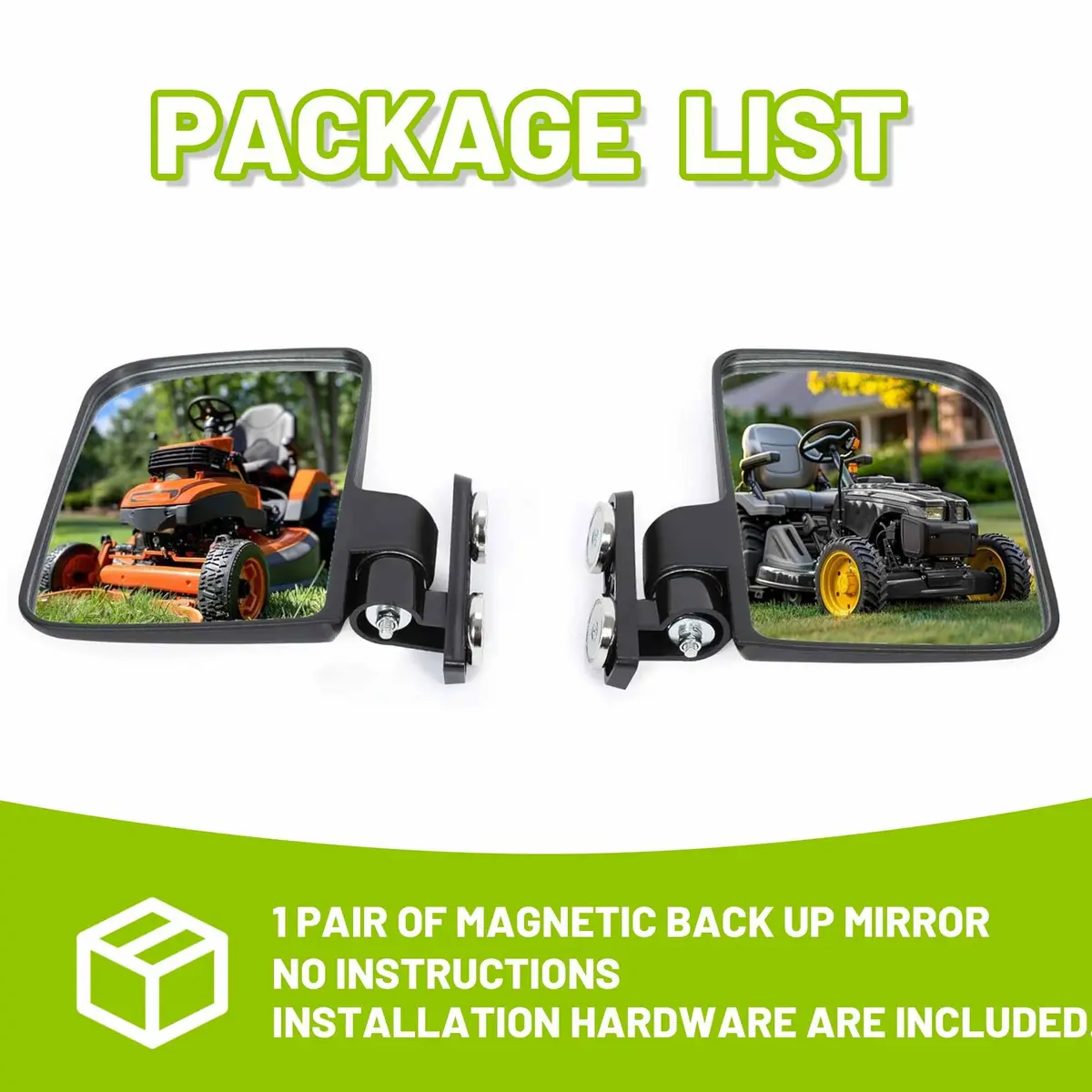 KUAFU Magnetic Tractor Mirrors Compatible with John Deere & More | 360° Adjustable, Heavy-Duty Plastic & Glass, Easy Magnet Mounting - view 6